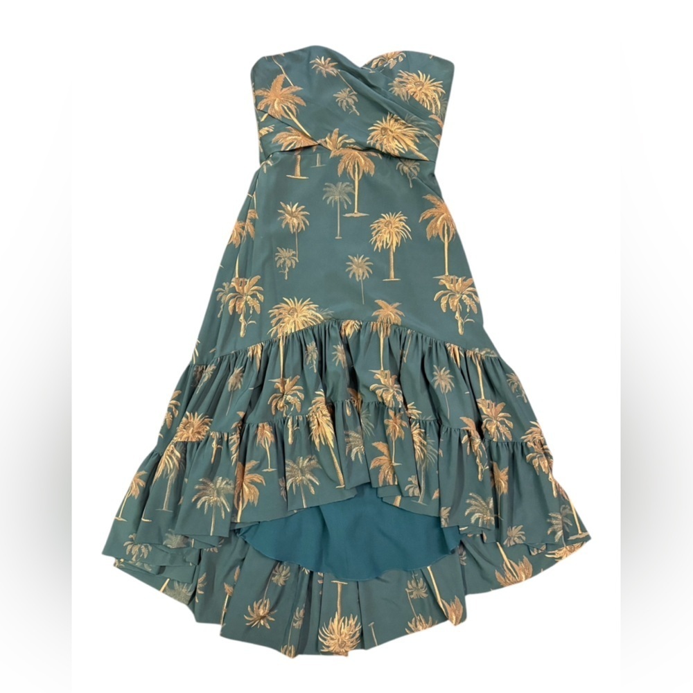 NWT Andres Otalora Bahia Malaga Midi Dress in Green Palm Trees Size 8